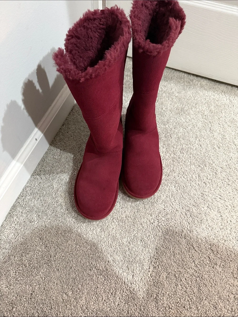 Koolaburra Burgundy Faux Fur Winter Mid-Calf Boots